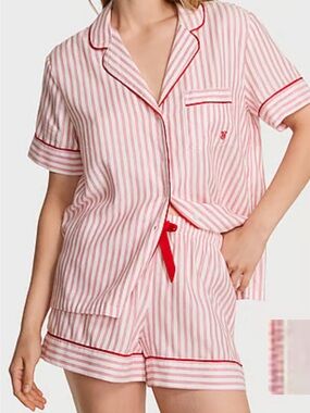 Victoria's Secret Pink and Red Striped Short Pajama Set